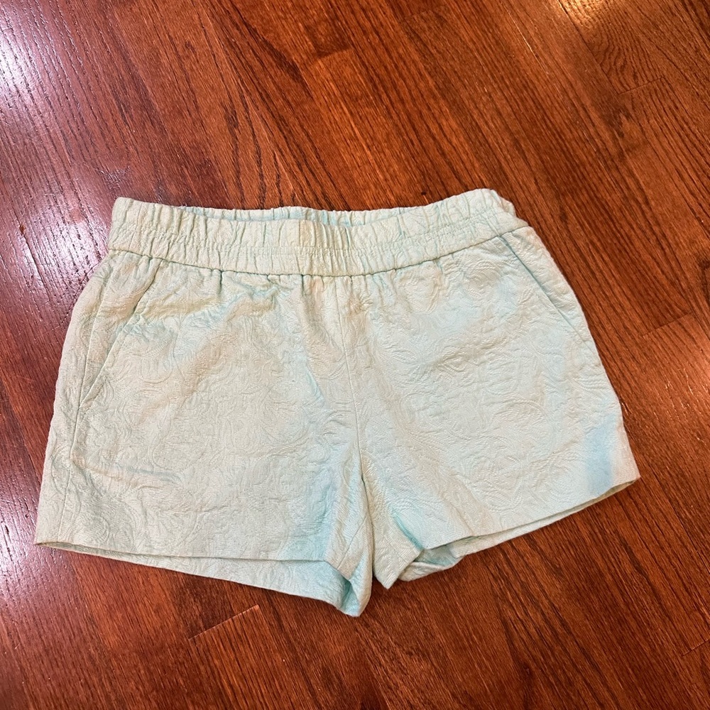 J. crew teal brocade fabric shorts